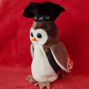 Ty Beanie Baby "Wise" Owl with Graduation Cap